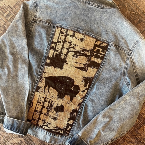 Jackets & Blazers - Upcycled Buffalo jean jacket  sz Med